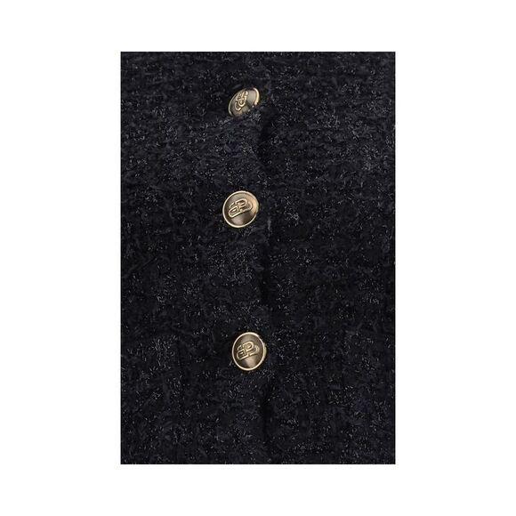 Balenciaga Cropped Cotton Cardigan with Sequin Detail Women Black Sweaters - Picture 3 of 3